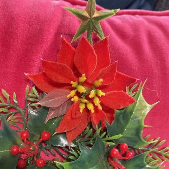 Vintage Christmas lot very adorable pixie Flock Santa vintage plastic Holly Berr - Picture 12 of 12